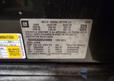 2015 Buick Enclave z USA, uszkodzony, nr VIN 5GAKVCKD0FJ343858